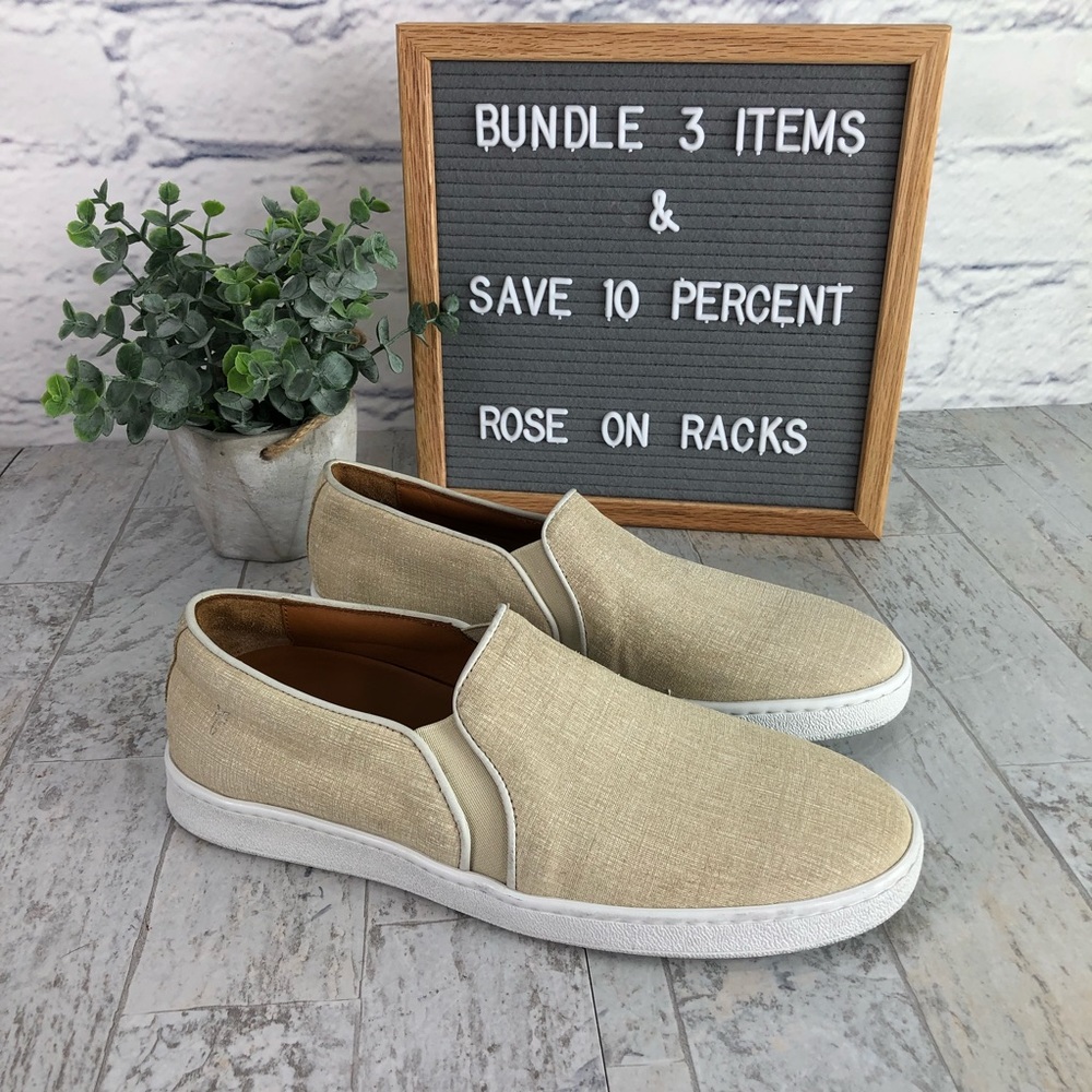 Frye Alexis Slip On Antiqued Leather Canvas Shoe